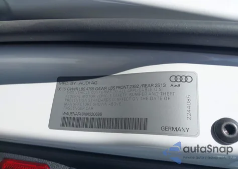 2017 Audi A4 2.0T Premium z USA, uszkodzony, nr VIN WAUENAF49HN020699